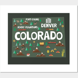 Colorado illustrated map Posters and Art